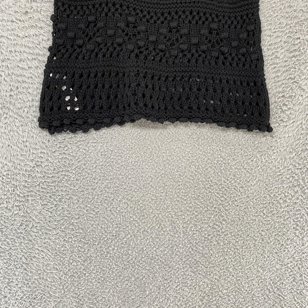 Zara Crochet‎ Tank Womens Small Black 100% Cotton Tie Strap Boho Festival Beachy - Picture 8 of 11